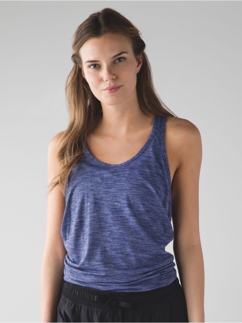 Lululemon Salute the Sun Tank Top Split Tie Back Heathered Hero Blue 6